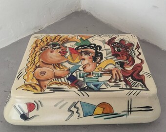 1980s postmodern memphis milano design inspired ceramic box