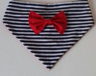 Navy with red bow Bandana bib