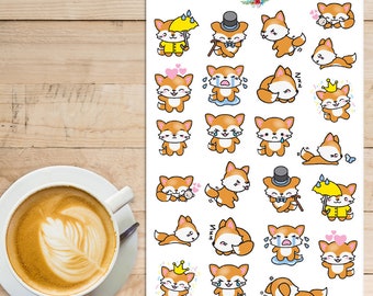 Kawaii Fox Planner Stickers | Fox Stickers | Kawaii Stickers | Cute Fox Stickers | Orange Fox Stickers | Funny Fox Stickers (S-148)