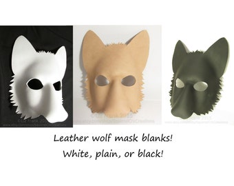 Wolf Mask, Animal mask, Blank wolf mask Form, LARP, Cosplay, Leather mask, Fox mask, DIY Mask, Costume, Mardi Gras