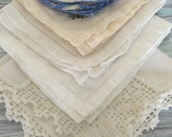 Vintage Hankies | Handkerchiefs | Set of 5 Vintage Hankies | Something Blue | Wedding Handkerchiefs