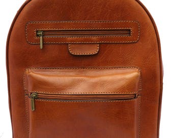 Hand-made Premium Leather Rucksack Backpack in Tan