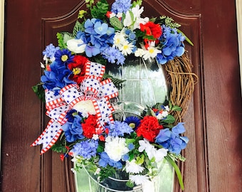 Summer/patriotic grapevine wreath