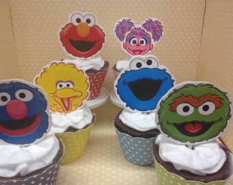 Sesame Street, Elmo, Abby Party Cupcake Topper Decorations - Set of 10