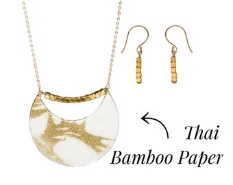 First Year Anniversary / Paper Jewelry / One Year Anniversary for Her / "LUNA" Paper Jewelry Gift Set + 100% HAPPINESS GUARANTEE
