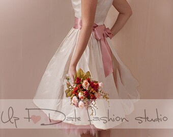 Bridesmaid ivory taffeta /party /prom /graduation/ dress