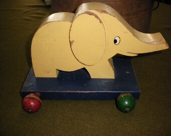 Vintage Wood Elephant Pull Toy