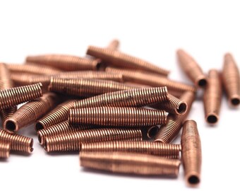 Wire Spacer Beads, 25 Copper Tone Metal Wire Tube Spacer Beads (20x5mm) Sb-29--r074