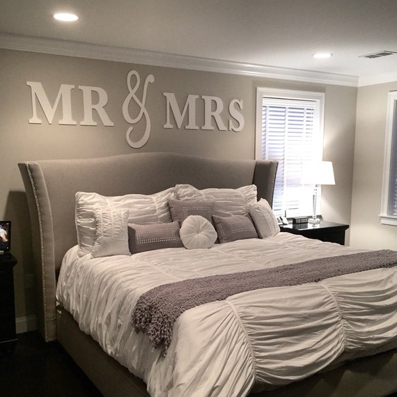 Mr & Mrs Wall Sign Above Bed Decor Mr and Mrs Sign for Over