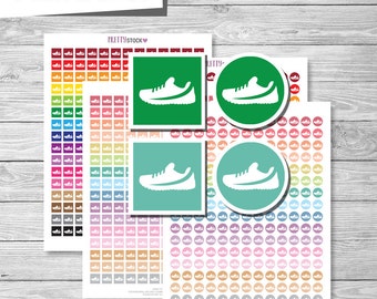 Run Stickers, Printable Run Stickers, Running Planner Stickers, Run Shoes Stickers, Fitness Stickers, Workout Planner Stickers - PS25