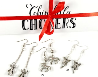 Silver Earrings Fairy Earrings Children Earrings Affordable Earrings French Hooks Earrings Chain Earrings Horse Earrings Cheap Earrings