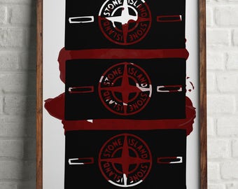 Stone Island Badge - Handdrawn Wall Art Print Poster - Football, Hooligan, Designer, Men's, Boutique, Blood  - A4 / A3 / Digital - Printable