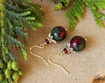Ruby Zoisite Earrings, Fertility Earrings, Ruby Zoisite Jewelry, Zoisite Healing Earrings, Conceive Jewelry, Pregnancy Jewelry, Ruby Zoisite