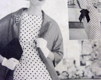 UNCUT * Vintage VOGUE Couturier Original Pattern 112 - STUNNING Sheath Dress w/ Back Detail & Clutch Coat - size 18 bust 38 + Vogue Label