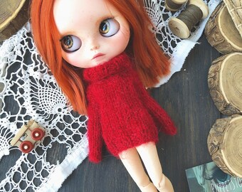 Sweater for Blythe. Knitted sweater for Blythe. Blythe doll. Custom Blythe.