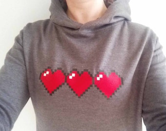 Women's Pixel Heart Hoodie for gamers