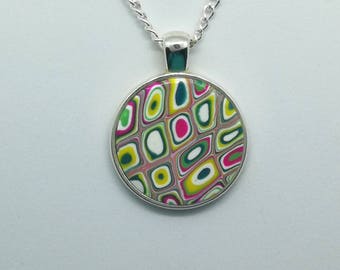 Polymer Clay Round Pendant Necklace D200111