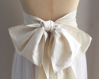 Vintage finish silk dupion wide bridal sash