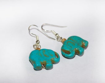 Turquoise Elephant Earrings
