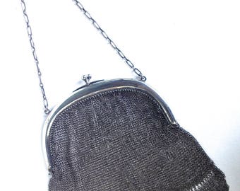 Antique Silver Mesh Purse Flapper!