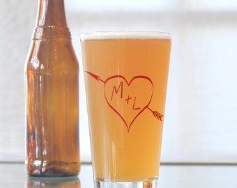 True love, custom screen printed glassware, pint glasses
