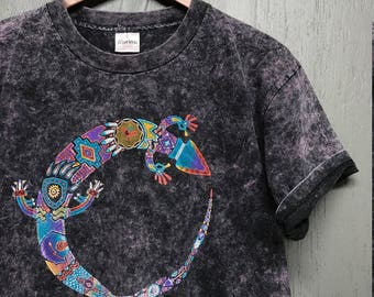 L vintage 90s acid wash southwestern Lizard t shirt