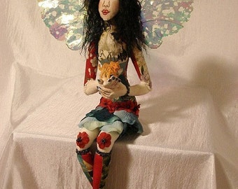 Fairy Doll with a Tiger-Art Doll (Made by Request)