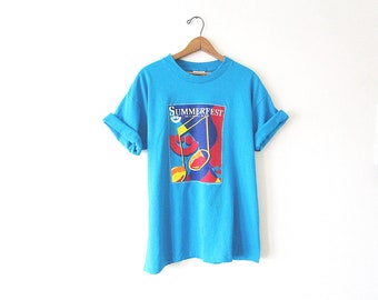 Vintage '94 SUMMERFEST Milwaukee, Wisconsin Music Festival Smiley Face Concert SOUVENIR T-Shirt Sz Large