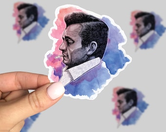 Johnny Cash Sticker, Johnny Cash Watercolor sticker, Johnny Cash Laptop Sticker, Retro Sticker, Watercolor Sticker