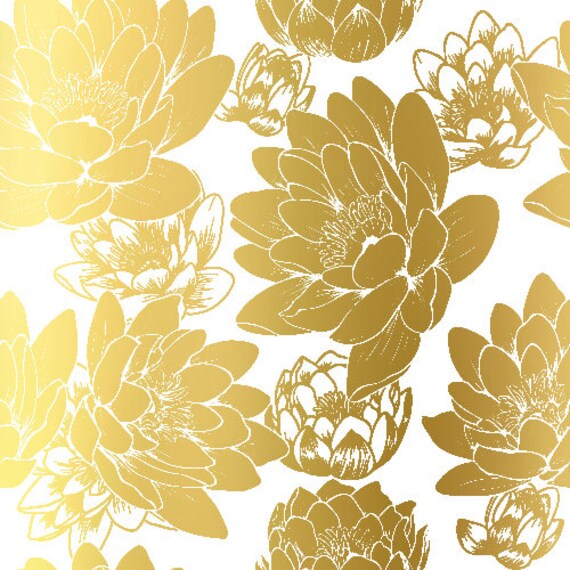 Flowers Pattern Gold Foil Print Real Gold Foil Fashion