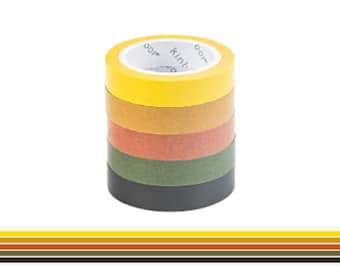 Set of 5 Washi Tape, Autumn Hues Washi Tape, Scrap booking, Schedule Washi, Bullet Journal, Planner, Minimalistic, Neutral, Brown, Yellow