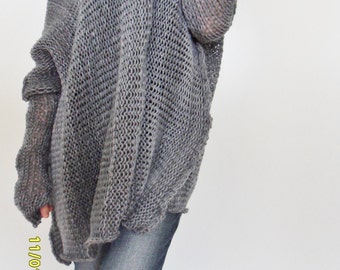 Oversize Women cotton chunky knit sweater Bulky/slouchy/loose sweater. Oversized knit sweater. .