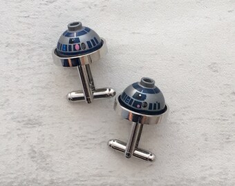 R2D2 Cufflinks, silver plated and gift boxed, Star Wars gift, star wars cufflinks, star wars gift, superhero gift, gifts for him, geek gift