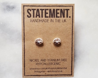 Sloth Mammal Animal Head Symbol Stud Earrings - 1 pair