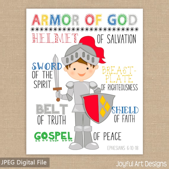 Armor of God. Ephesians 6:10-18. Christian Wall Art. Knight