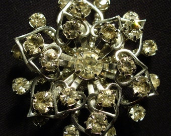 Two Vintage Rhinestone Brooches