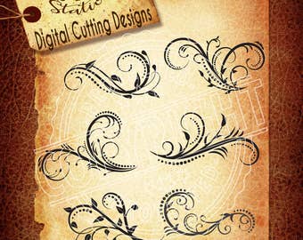 Ornamental Flourish Swirls Svg Flourish Svg Swirl SVG DXF PNG and Eps Instant Download Digital Vector Cut File Htv Silhouette Cricut