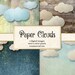 Paper Clouds Backgrounds, Cloud Digital Paper, Digital Scrapbook Paper, printable photography photo backdrops, rustic vintage textures