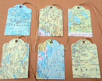 Set Of 25-Map Tags-Travel Theme Wedding-Bridal Shower Tags-Party Favor Gift Tag-Atlas Map Tag-Destination Party Favors-Vintage Gift Tags