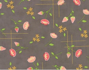 Lulu Lane ~ Floral Meadow in Slate Coral by Corey Yoder ~ Moda fabrics .. 29021 20 ~ By the Yard
