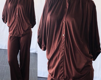 70s Disco Metallic Jumpsuit Bell Bottoms Pant Suit