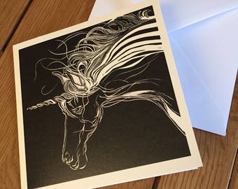 Unicorn- Blank art greetings card