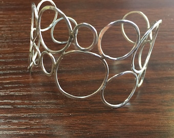 Sterling silver circle cuff bracelet