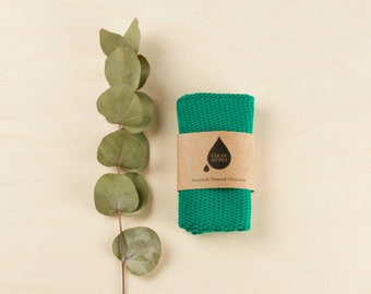 Clean Clean Dishcloth | Facecloth | Flannel in emerald