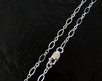 Any Length - Sterling Silver Long And Short Oval Chain Necklace With Lobster Clasp, Made in USA/Italy