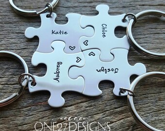 Customized Puzzle Piece Key Chain Personalized with Names best friends sorority sisters key chain Christmas Gift