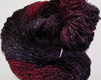 Hand dyed Plush Rayon Chenille Black Fleck Yarn JUNGLE BOOK - 500 yds