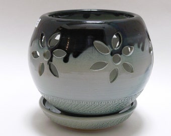 Bluegreen Orchid Pot, Ceramic Orchid Pot, Orchid Pot, Orchid Planter, SierraAvisPottery