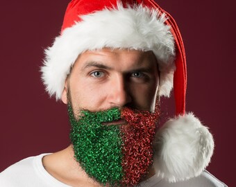 Dual Color Christmas Glitter Beard Kit Beard Glitter Organic Handpoured by Beard Basics
