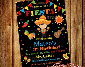 Fiesta Birthday Invitation, Fiesta Party Invitations, Birthday boy Invitations, Spanish Invitations, Fiesta Invites, Digital File